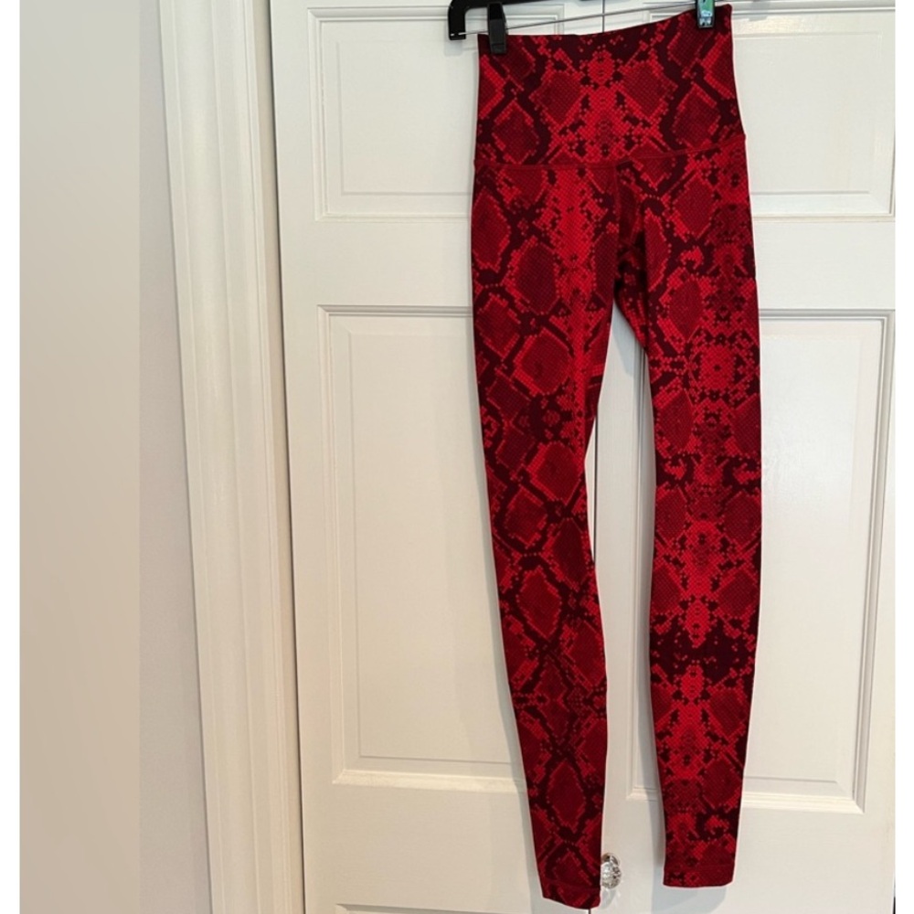 687. Like New (Worn Once) - Lululemon Red & Black Snakeskin Design Aprox 31”